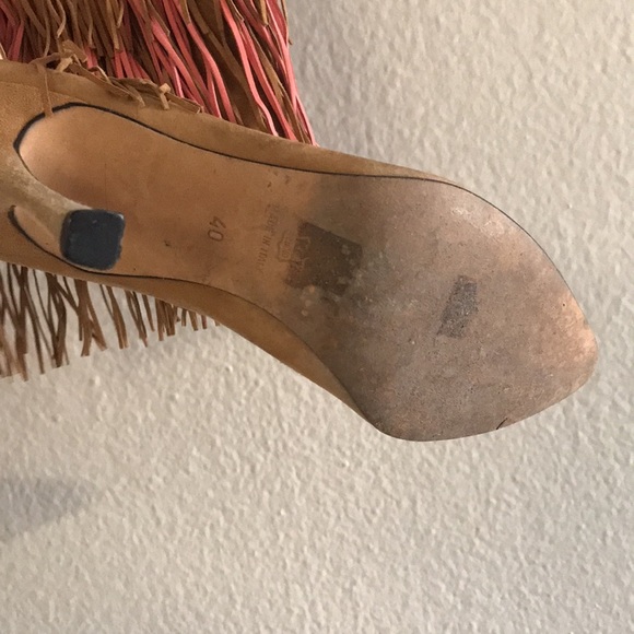 Brian Atwood Pink Brown Tiered Fringed Suede Boots Italy 40 - Picture 3 of 7